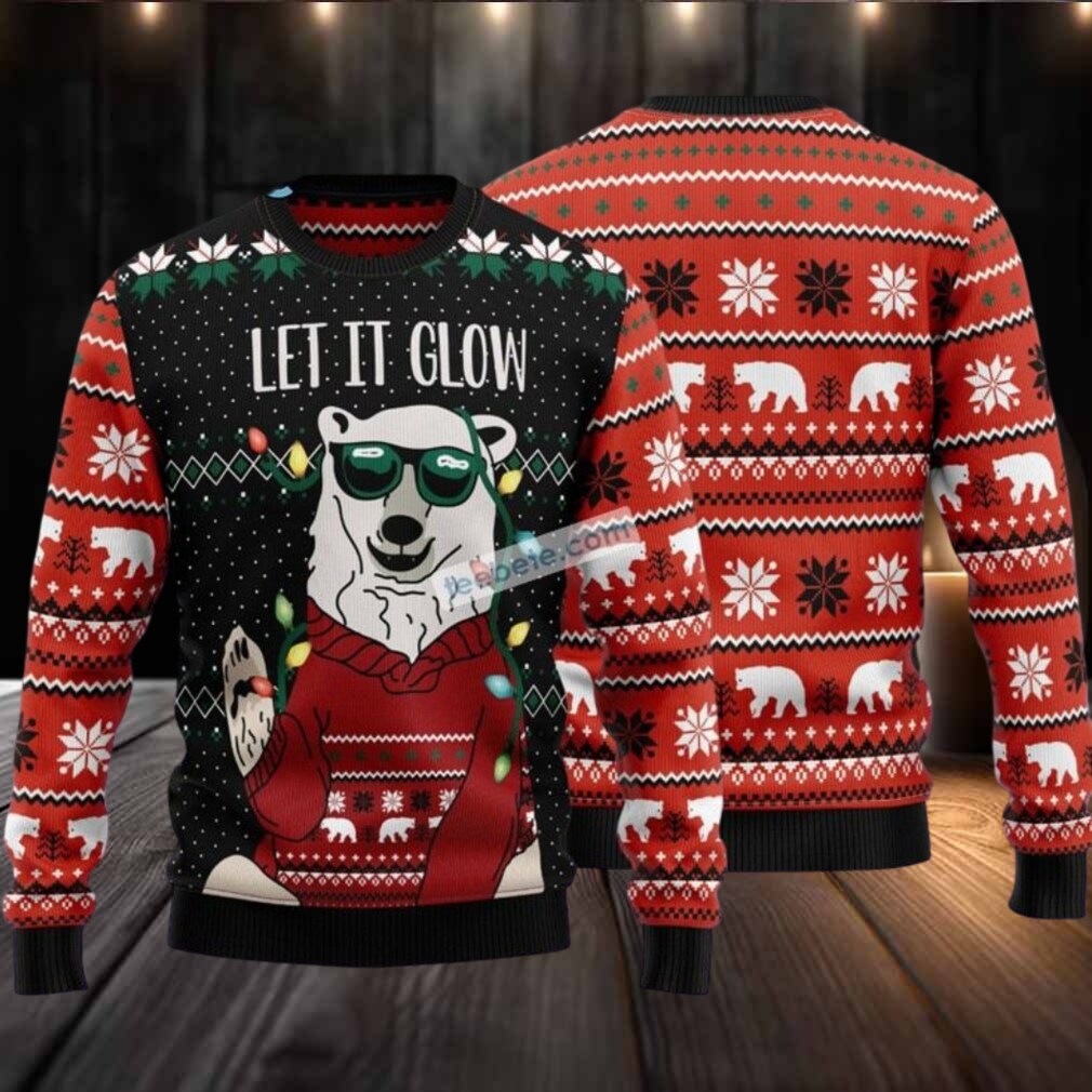 Lets Glow Polar Bear Xmas Light Ugly Christmas Sweater On Sale Lets Glow Polar Bear Xmas Light Ugly Christmas Sweater On Sale