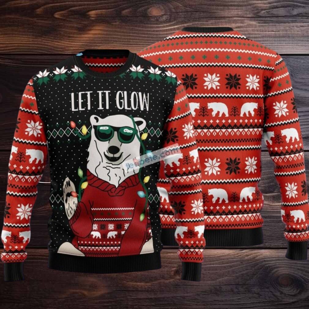 Lets Glow Polar Bear Xmas Light Ugly Christmas Sweater On Sale Lets Glow Polar Bear Xmas Light Ugly Christmas Sweater On Sale