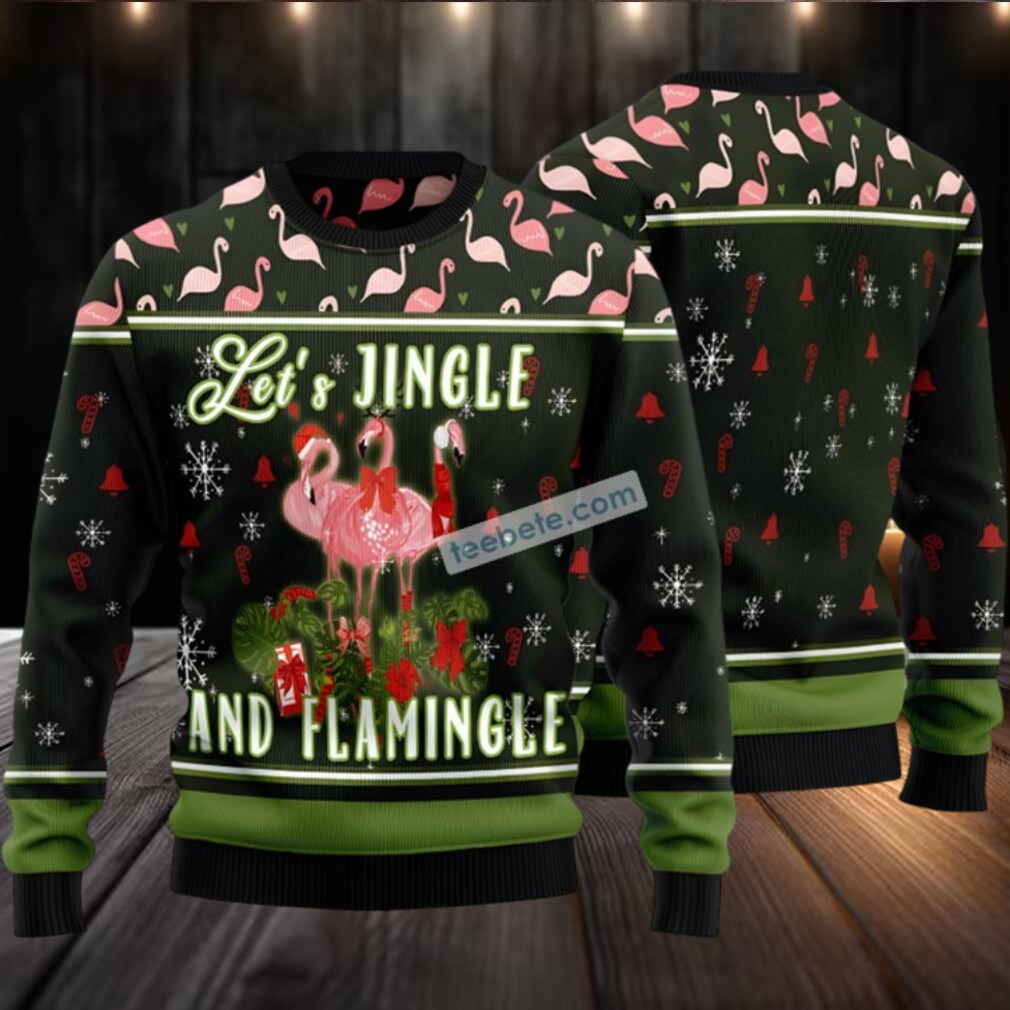Lets Jingle And Flamingle Ugly Christmas Sweater Green Family Lets Jingle And Flamingle Ugly Christmas Sweater Green Family