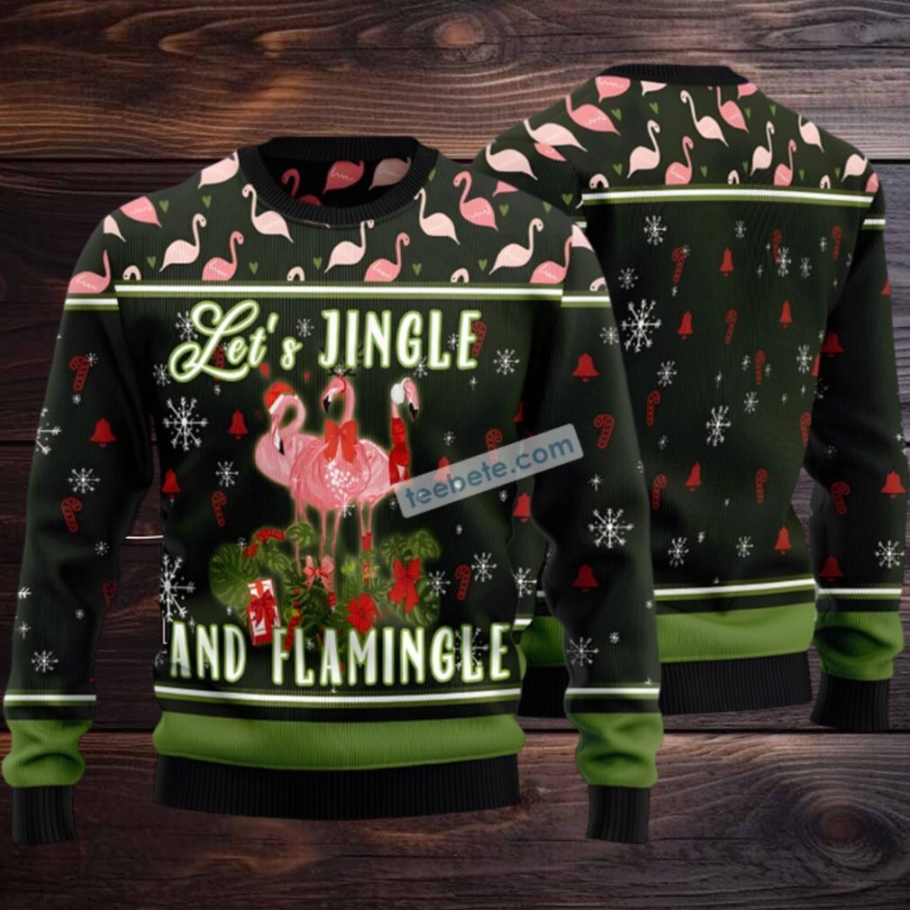 Lets Jingle And Flamingle Ugly Christmas Sweater Green Family Lets Jingle And Flamingle Ugly Christmas Sweater Green Family