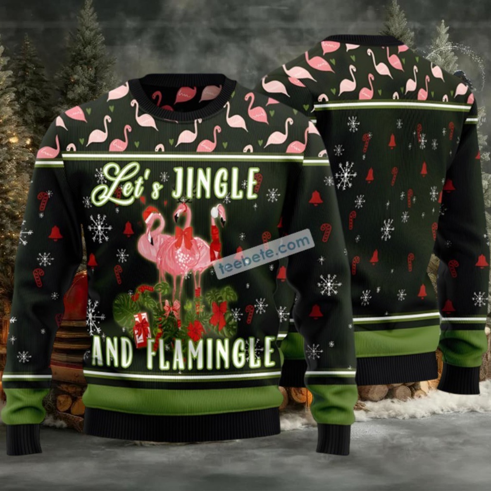 Lets Jingle And Flamingle Ugly Christmas Sweater Green Family Lets Jingle And Flamingle Ugly Christmas Sweater Green Family