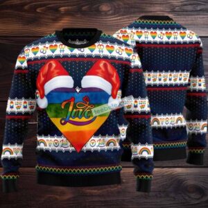 Lgbt Heart Ugly Christmas Sweater Blue On Sale