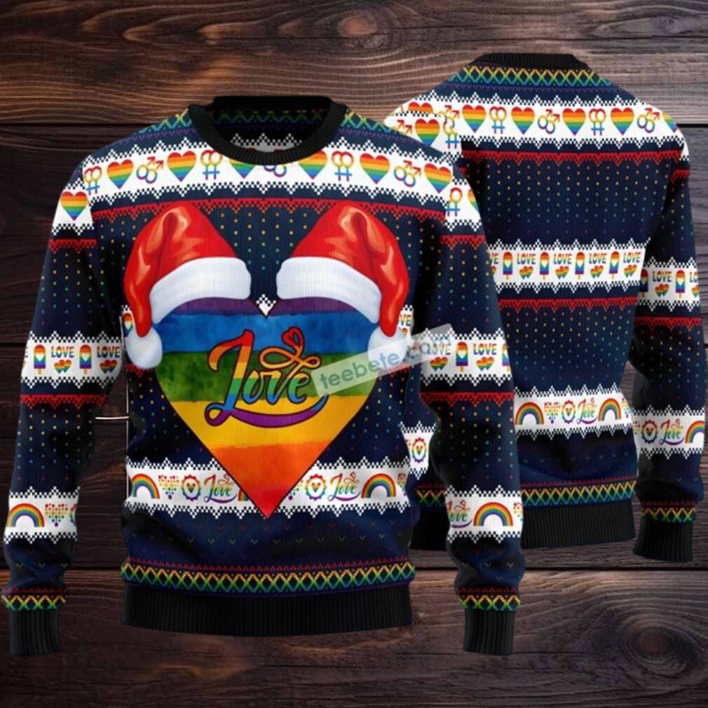 Lgbt Heart Ugly Christmas Sweater Blue On Sale Lgbt Heart Ugly Christmas Sweater Blue On Sale
