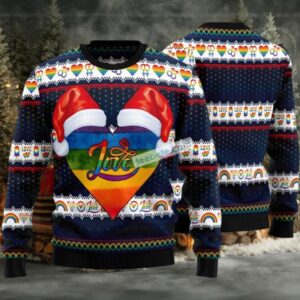 Lgbt Heart Ugly Christmas Sweater Blue On Sale