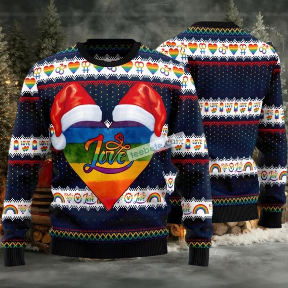 Lgbt Heart Ugly Christmas Sweater Blue On Sale Lgbt Heart Ugly Christmas Sweater Blue On Sale