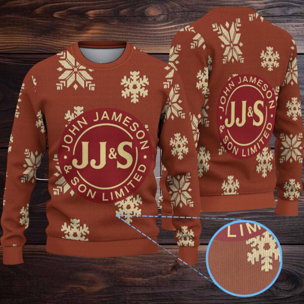 Burnt Orange Jameson Whiskey JJ&S Logo Snowflake Christmas Ugly Sweater Burnt Orange Jameson Whiskey JJ&S Logo Snowflake Christmas Ugly Sweater