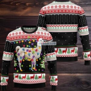 Llama Hit Xmas Light Ugly Christmas Sweater Ladies
