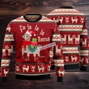 Llama Lalala Ugly Sweater Red Party