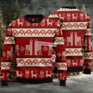 Llama Pattern Ugly Christmas Sweater Red Best