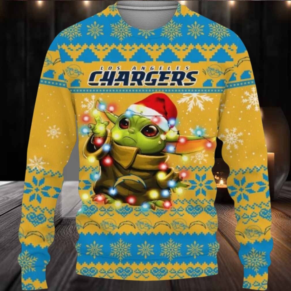 Los Angeles Chargers Baby Yoda Star Wars Ugly Christmas Sweater, NFL Christmas Sweater Los Angeles Chargers Baby Yoda Star Wars Ugly Christmas Sweater, NFL Christmas Sweater