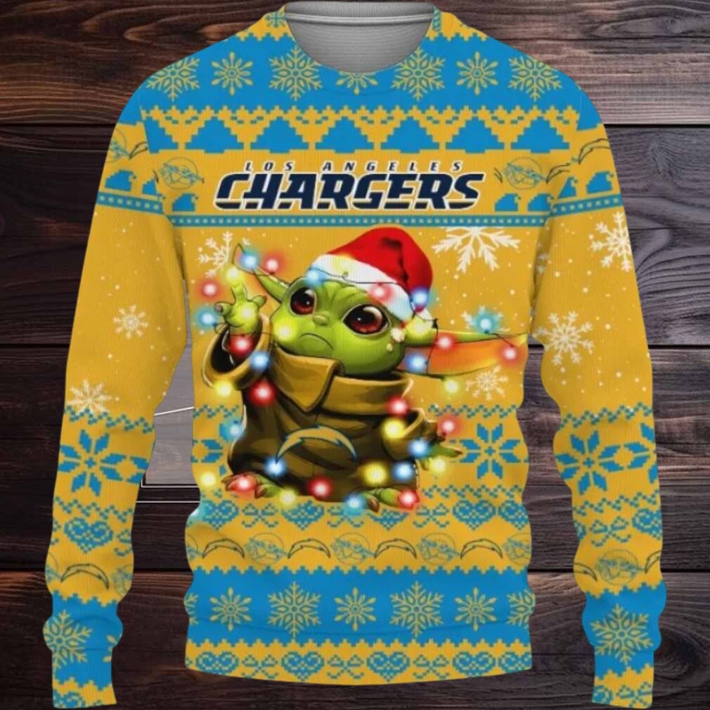 Los Angeles Chargers Baby Yoda Star Wars Ugly Christmas Sweater, NFL Christmas Sweater Los Angeles Chargers Baby Yoda Star Wars Ugly Christmas Sweater, NFL Christmas Sweater