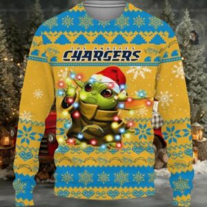 Los Angeles Chargers Baby Yoda Star Wars Ugly Christmas Sweater, NFL Christmas Sweater