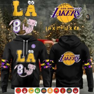 Los Angeles Lakers x Mew x Kaws Black Hoodie Shirt