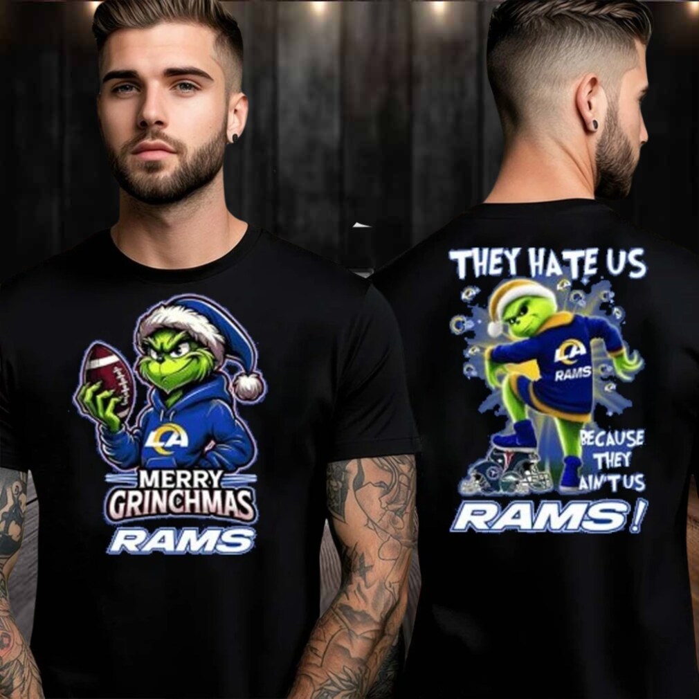 Los Angeles Rams Grinch Merry Christmas Grinchmas 2025 Personalized Football Logo Two Sided Shirt Los Angeles Rams Grinch Merry Christmas Grinchmas 2025 Personalized Football Logo Two Sided Shirt