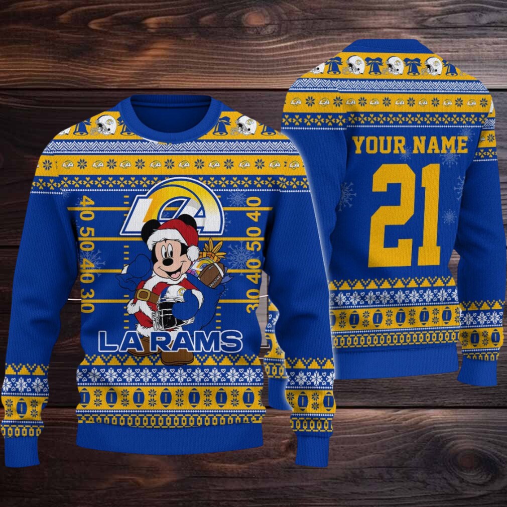 Los Angeles Rams Mickey Mouse Santa Ugly Christmas Sweater Los Angeles Rams Mickey Mouse Santa Ugly Christmas Sweater