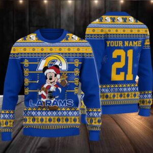 Los Angeles Rams Mickey Mouse Santa Ugly Christmas Sweater