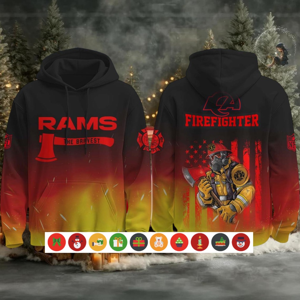 Los Angeles Rams x Firefighter The Bravest Flame Hoodie Shirt Los Angeles Rams x Firefighter The Bravest Flame Hoodie Shirt