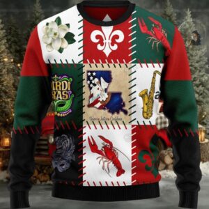 Louisiana Famous Things Ugly Christmas Sweater