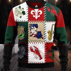Louisiana Famous Things Ugly Christmas Sweater