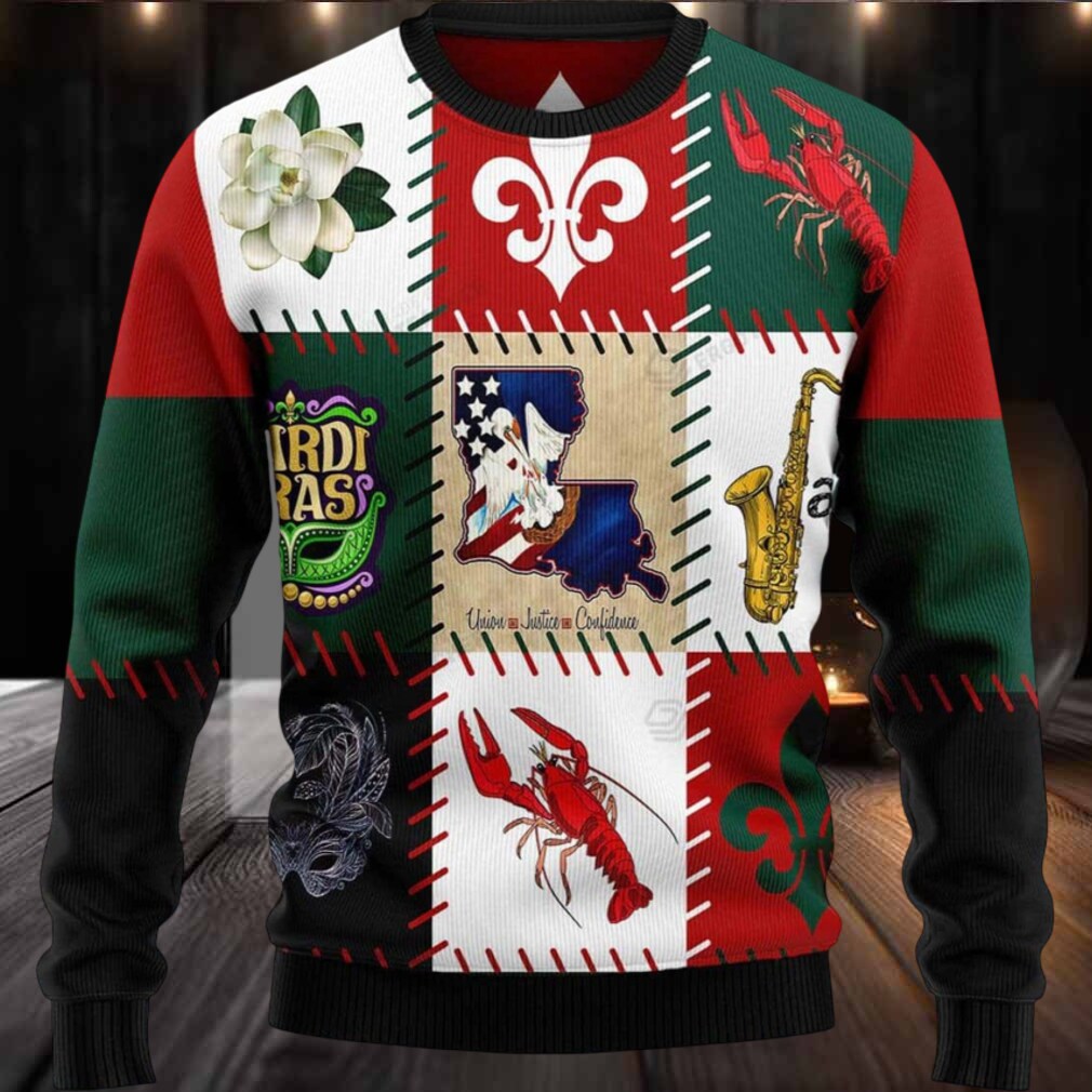 Louisiana Famous Things Ugly Christmas Sweater Louisiana Famous Things Ugly Christmas Sweater