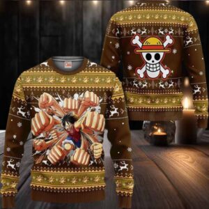 Luffy Gomu Gomu Xmas Anime Christmas One Piece Ugly Christmas Sweater