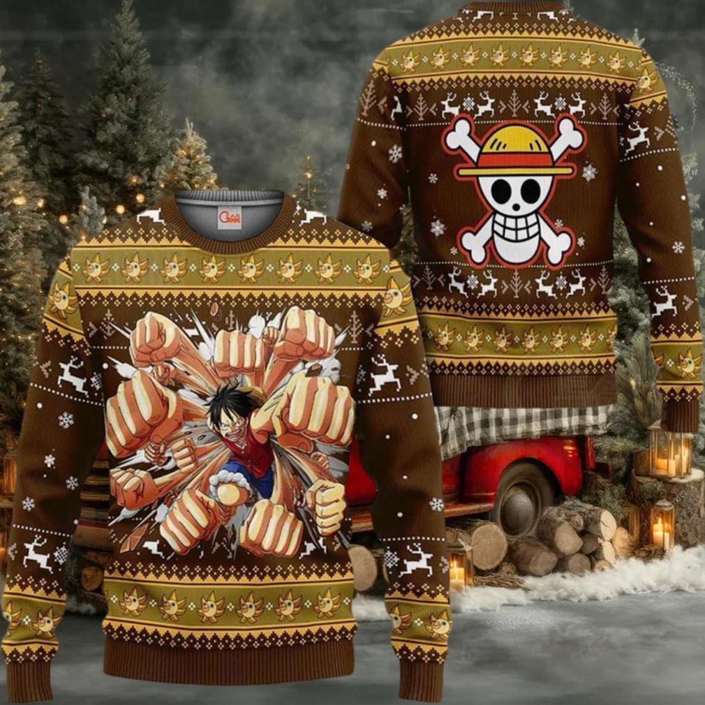 Luffy Gomu Gomu Xmas Anime Christmas One Piece Ugly Christmas Sweater Luffy Gomu Gomu Xmas Anime Christmas One Piece Ugly Christmas Sweater