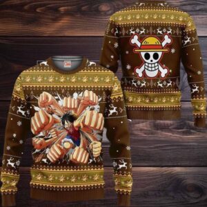 Luffy Gomu Gomu Xmas Anime Christmas One Piece Ugly Christmas Sweater