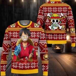 Luffy Wano Anime Xmas Gifts One Piece Ugly Christmas Sweater