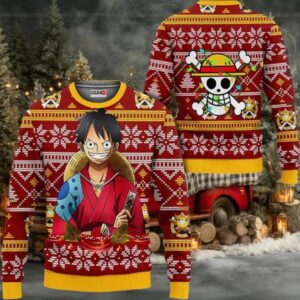 Luffy Wano Anime Xmas Gifts One Piece Ugly Christmas Sweater