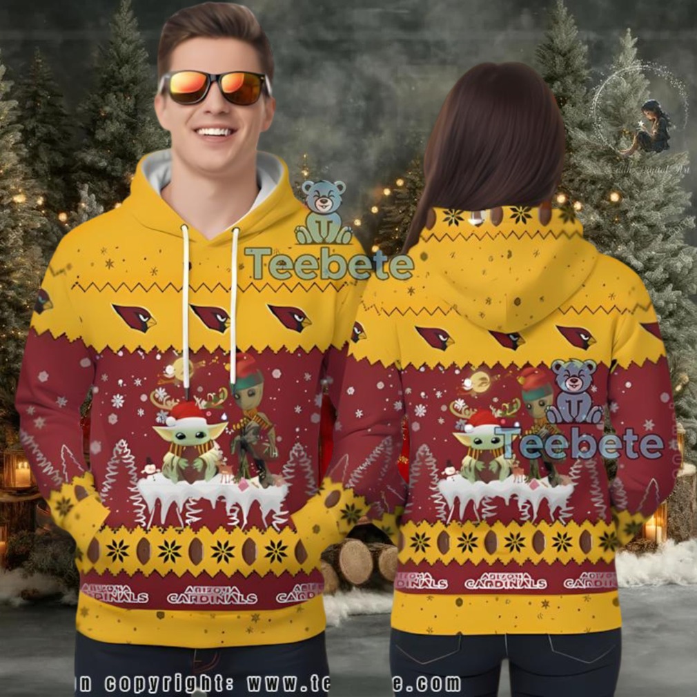 Arizona Cardinals Grogu And Groot Ugly 3D Zip Up Hoodie Arizona Cardinals Grogu And Groot Ugly 3D Zip Up Hoodie