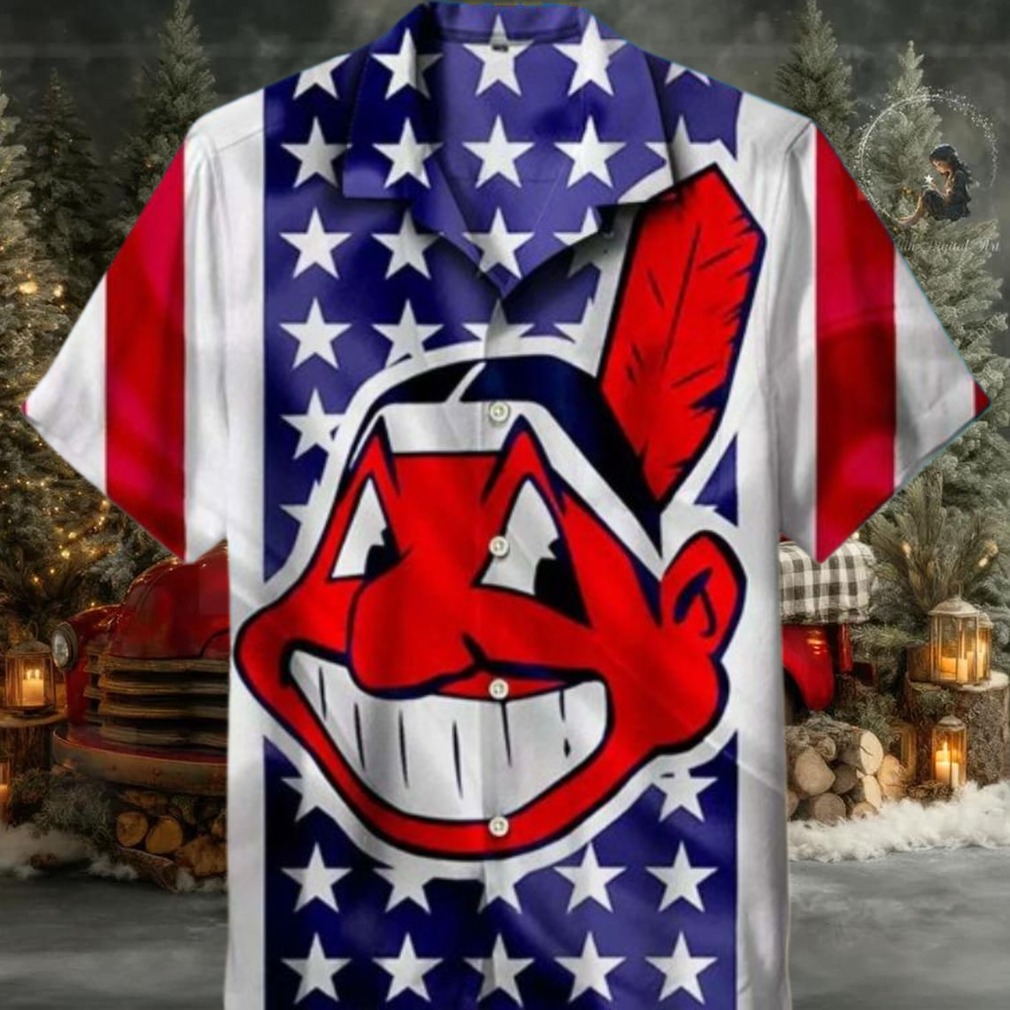 MLB Cleveland Indians Chief Wahoo US Flag Hawaiian Shirt MLB Cleveland Indians Chief Wahoo US Flag Hawaiian Shirt
