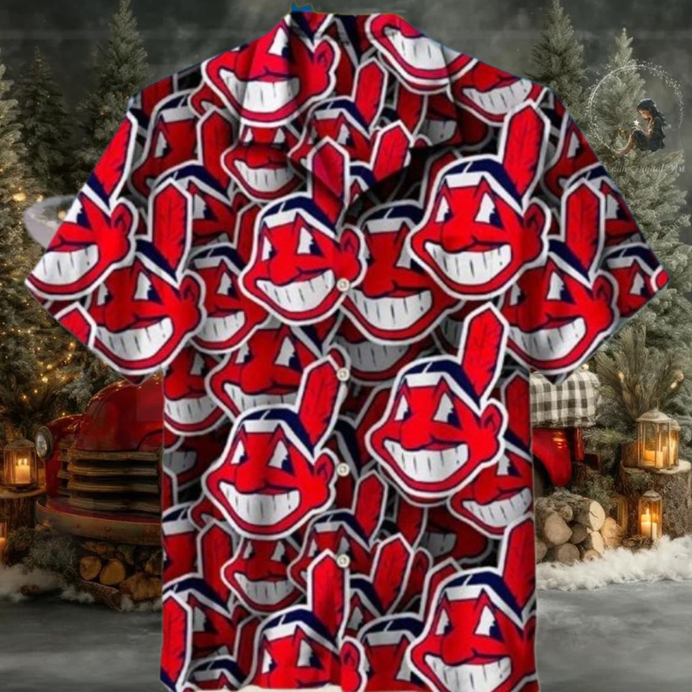 MLB Cleveland Indians Seamless Face Hawaiian Shirt