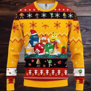 M&M Chocolate Yellow Funny Ugly Christmas Sweater