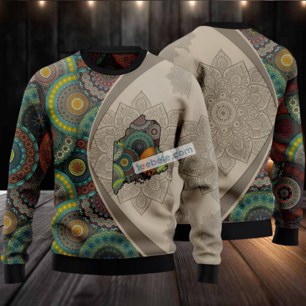Maine Mandala Pattern Ugly Christmas Sweater Plus Size Maine Mandala Pattern Ugly Christmas Sweater Plus Size