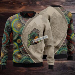 Maine Mandala Pattern Ugly Christmas Sweater Plus Size