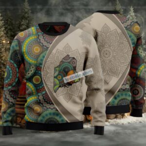 Maine Mandala Pattern Ugly Christmas Sweater Plus Size