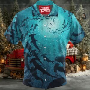 Marine Life Shark Chest Pocket Short Sleeve Hawaiian Shirt
