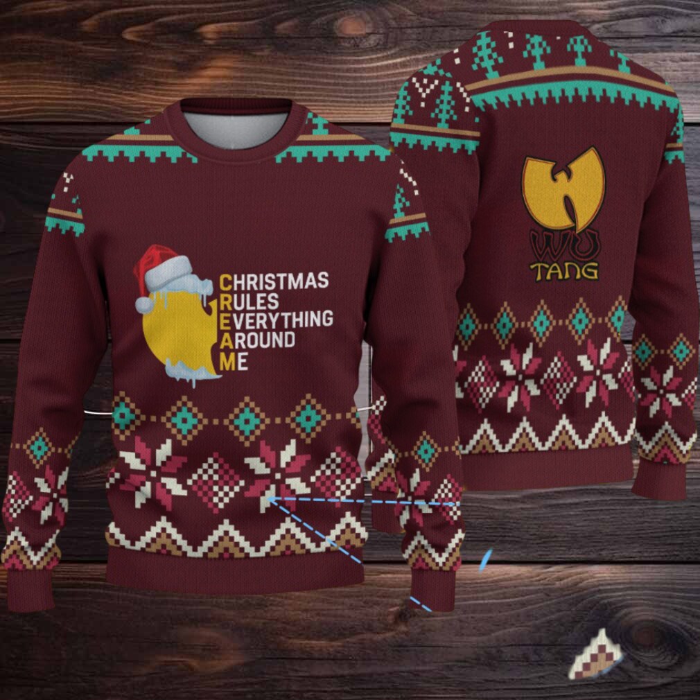 Maroon Geometric Knit “Wu Tang Clan C.R.E.A.M Christmas Edition” Ugly Christmas Sweater Maroon Geometric Knit “Wu Tang Clan C.R.E.A.M Christmas Edition” Ugly Christmas Sweater