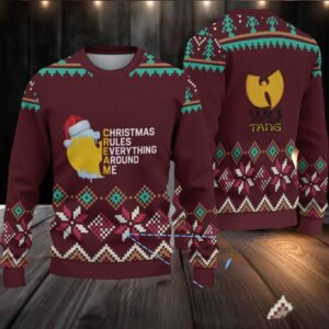 Maroon Geometric Knit “Wu Tang Clan C.R.E.A.M Christmas Edition” Ugly Christmas Sweater