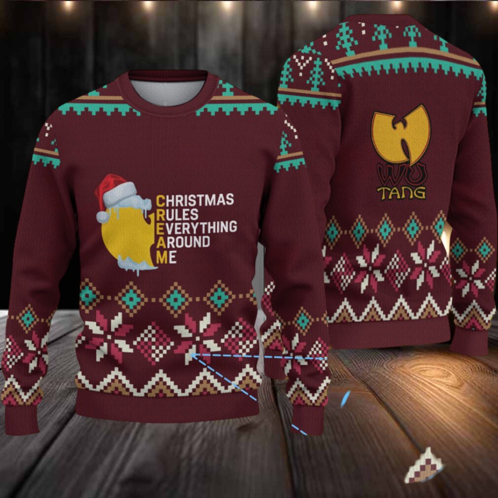 Maroon Geometric Knit “Wu Tang Clan C.R.E.A.M Christmas Edition” Ugly Christmas Sweater Maroon Geometric Knit “Wu Tang Clan C.R.E.A.M Christmas Edition” Ugly Christmas Sweater