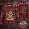 Olive Green Snowy Village Pattern Ugly Christmas Sweater Jagermeister Stag Logo Olive Green Snowy Village Pattern Ugly Christmas Sweater Jagermeister Stag Logo