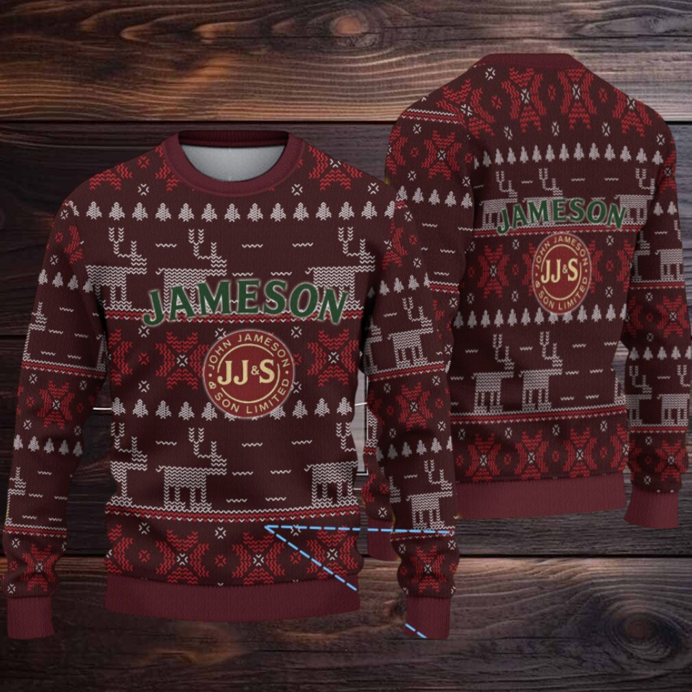 Maroon Jameson Whiskey Reindeer Knit Pattern Christmas Ugly Sweater Maroon Jameson Whiskey Reindeer Knit Pattern Christmas Ugly Sweater