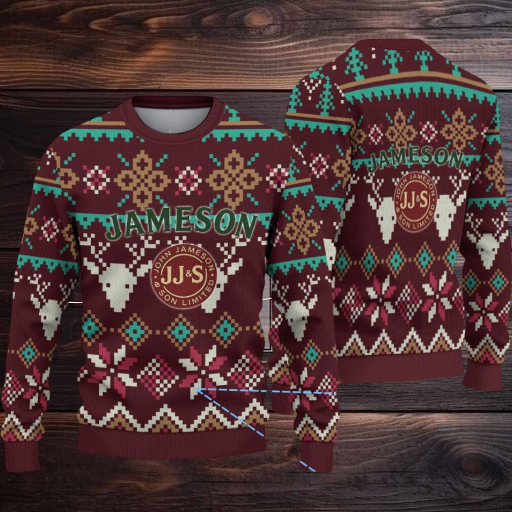 Maroon Jameson Whiskey Stag Fair Isle Christmas Ugly Sweater Maroon Jameson Whiskey Stag Fair Isle Christmas Ugly Sweater