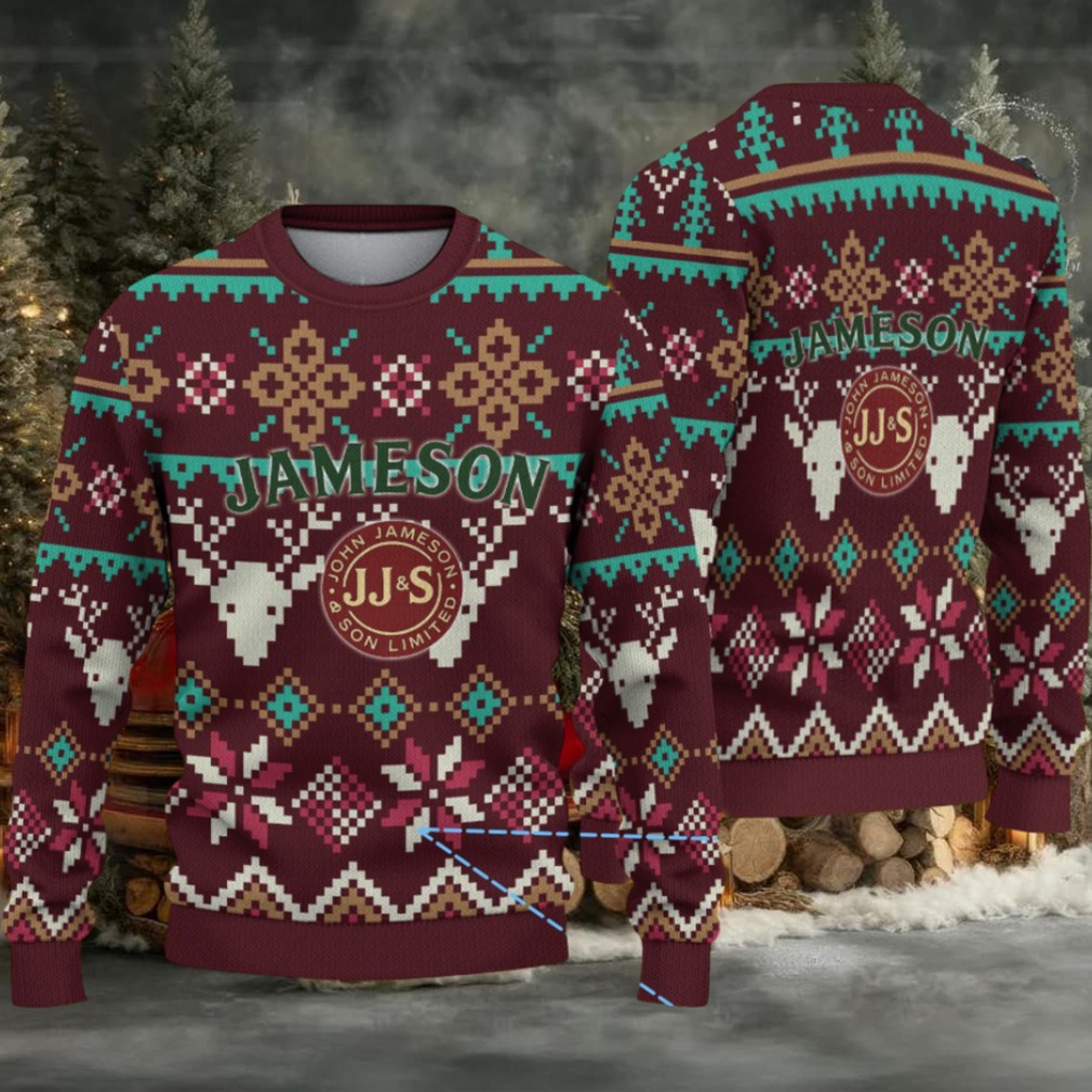Maroon Jameson Whiskey Stag Fair Isle Christmas Ugly Sweater Maroon Jameson Whiskey Stag Fair Isle Christmas Ugly Sweater