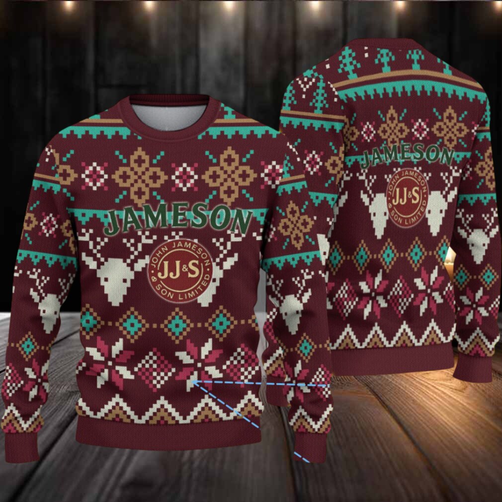 Maroon Jameson Whiskey Stag Fair Isle Christmas Ugly Sweater Maroon Jameson Whiskey Stag Fair Isle Christmas Ugly Sweater
