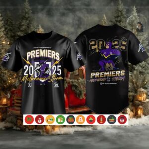 Melbourne Storm 2025 NRL Premiers Black Baseball Jersey