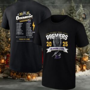 Melbourne Storm NRL 2025 champions Craig Bellamy name roster trophy shirt