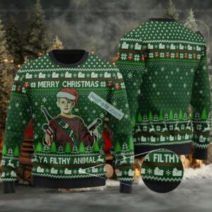 Merry Christmas Home Alone Christmas Vacation Ugly Sweater Green Black