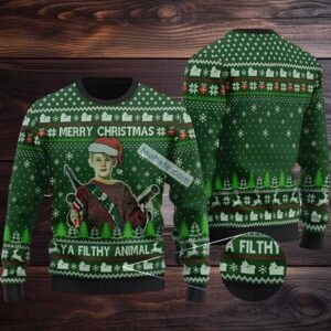 Merry Christmas Home Alone Christmas Vacation Ugly Sweater Green Black