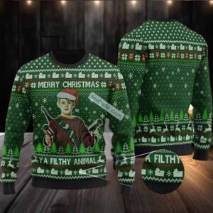 Merry Christmas Home Alone Christmas Vacation Ugly Sweater Green Black